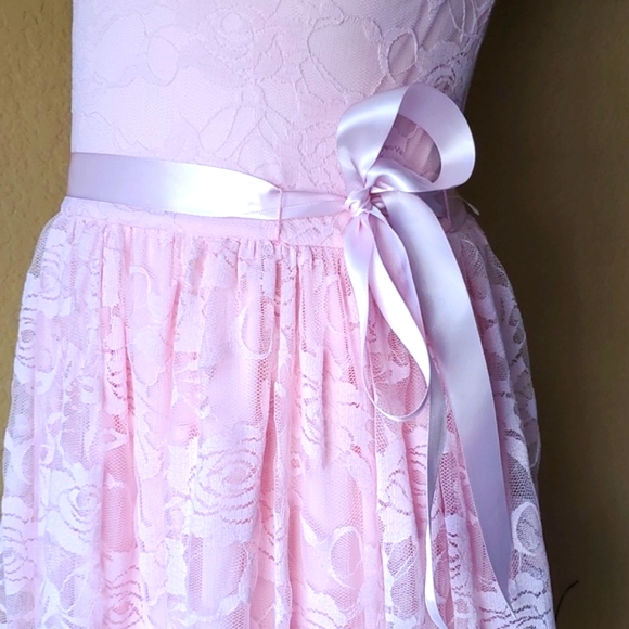 Pink & Violet Pink Lace Overlay Dress GIRLS SIZE: 12 - Picture 4 of 9